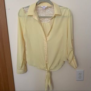 Candie's Yellow Tie Shirt with Lace